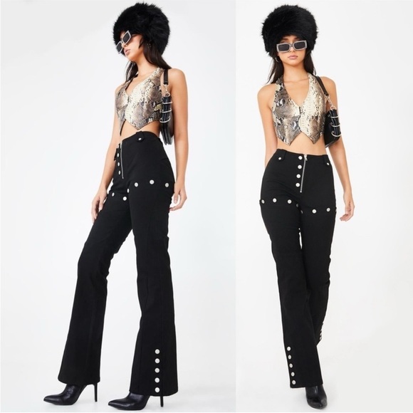 I.AM.GIA Black Dagger Convertible High Waisted Snap Pants Size XS - Picture 3 of 16